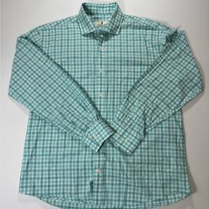 Men's Teal Checkered Button-Down Shirt